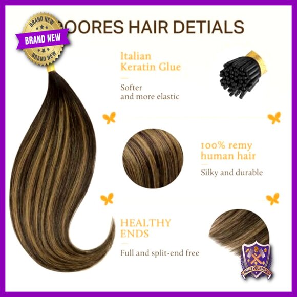 18 Inch Real Human Hair I Tip Extensions, 50g Cold Fusion Technology main image 4